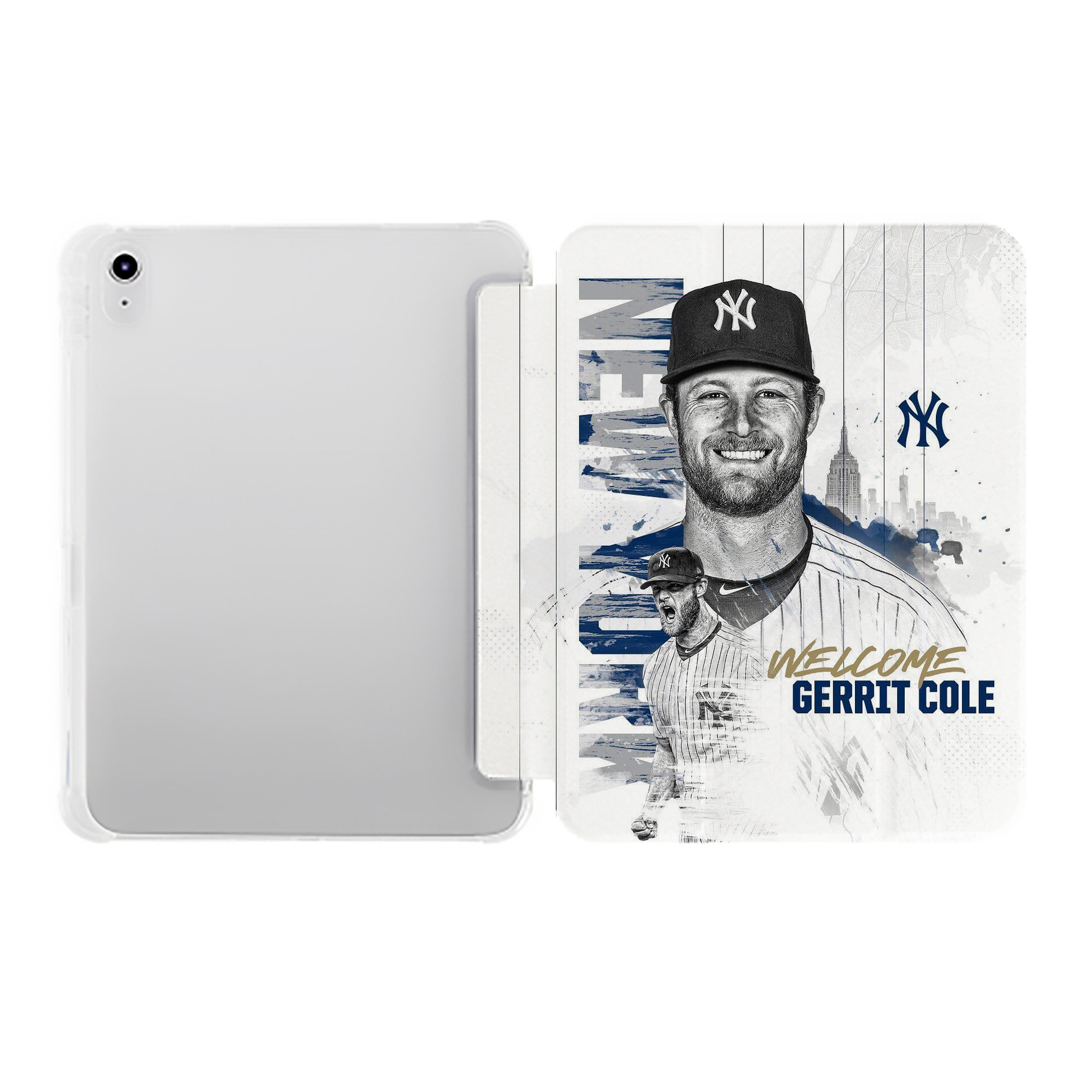 Gerrit Cole 26 Premium Tri-Fold PU Leather & Silicone IPad Case With Pencil Slot – Fits 9.5,10.5,10.9 – Adjustable Stand, Slim, Protective